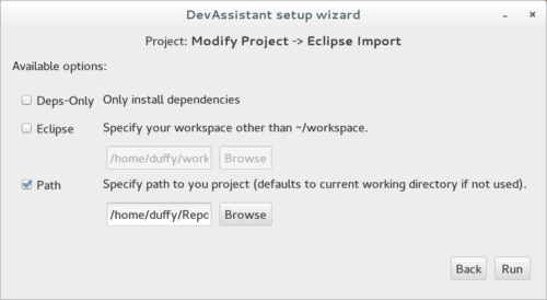 Window shown after the Eclipse Import process is started.